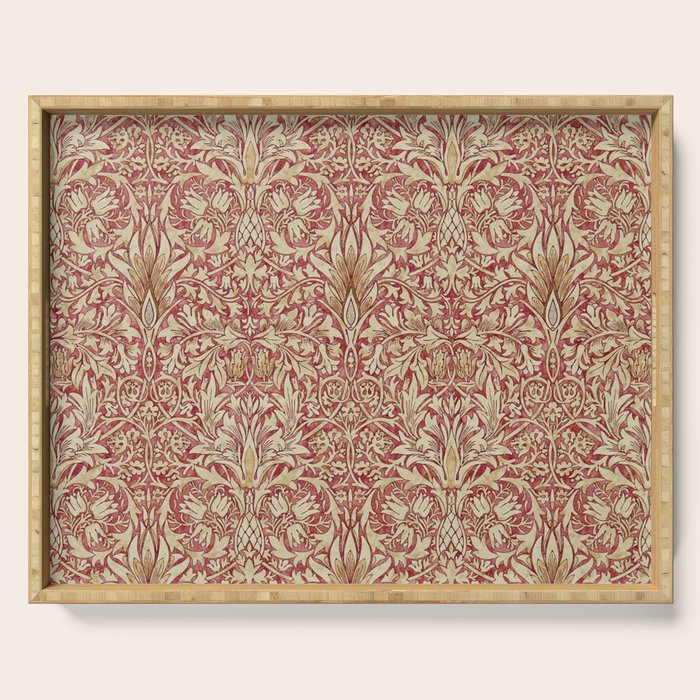 William Morris Vintage Snakeshead Red Madder Gold Pattern Serving Tray Gallery Image 1