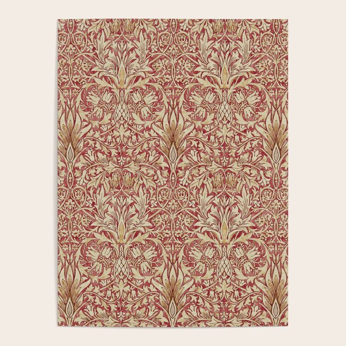 William Morris Vintage Snakeshead Red Madder Gold Pattern Poster Gallery Image 4