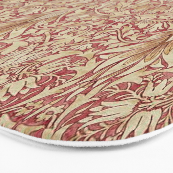 William Morris Vintage Snakeshead Red Madder Gold Pattern Bath Mat Gallery Image 3
