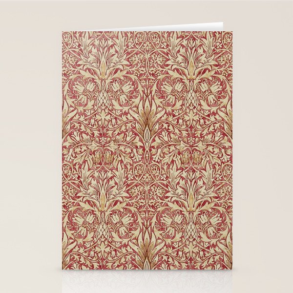 William Morris Vintage Snakeshead Red Madder Gold Pattern Stationery Card Gallery Image 1