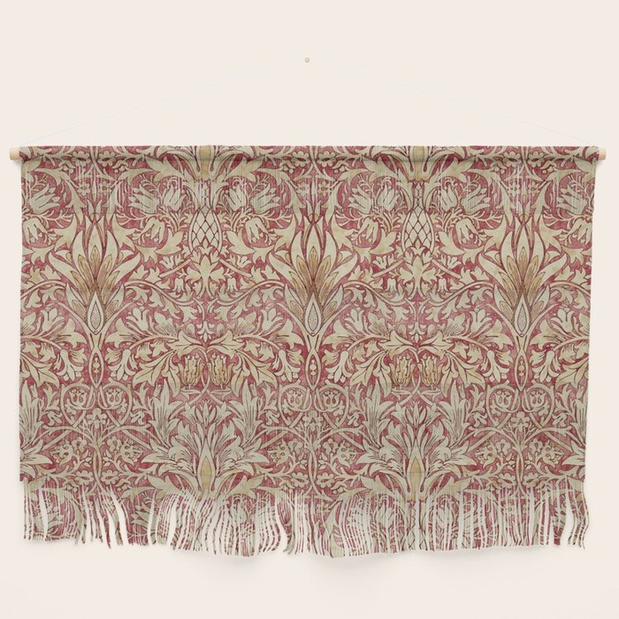 William Morris Vintage Snakeshead Red Madder Gold Pattern Wall Hanging Gallery Image 1