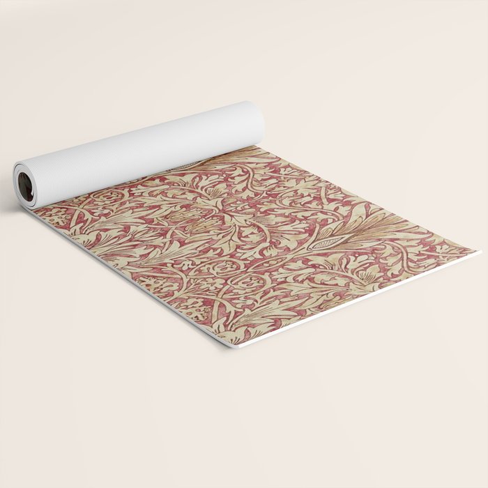William Morris Vintage Snakeshead Red Madder Gold Pattern Yoga Mat Gallery Image 2