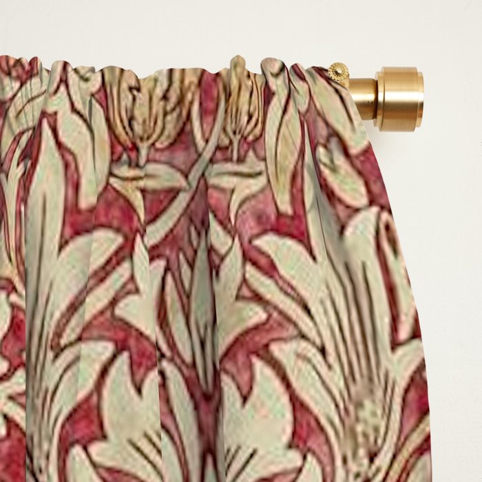 William Morris Vintage Snakeshead Red Madder Gold Pattern Window Curtain Gallery Image 2