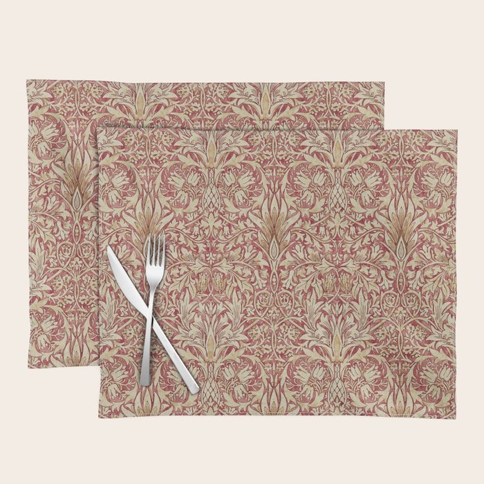 William Morris Vintage Snakeshead Red Madder Gold Pattern Placemat Gallery Image 1