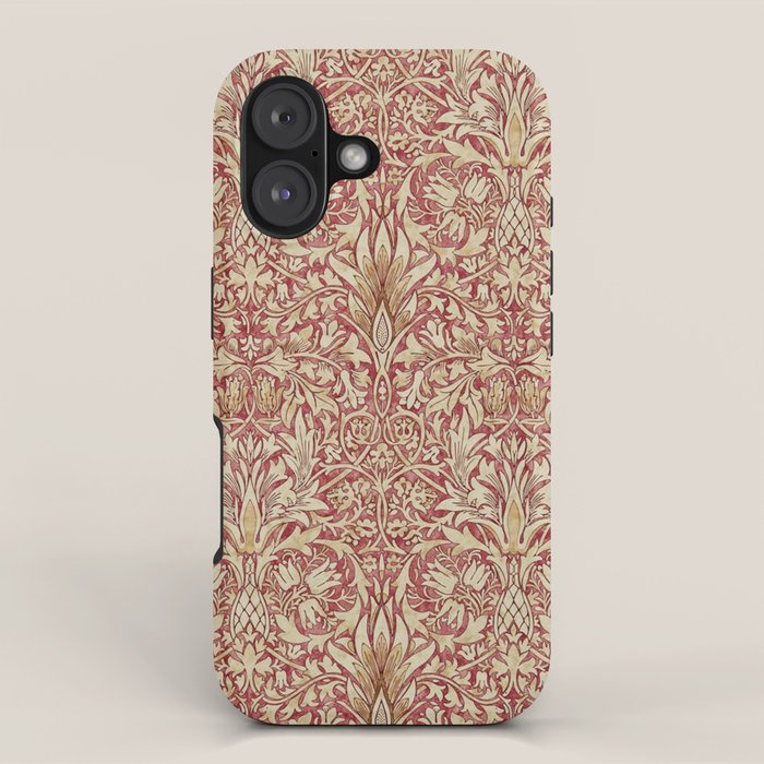 William Morris Vintage Snakeshead Red Madder Gold Pattern iPhone Case Gallery Image 1