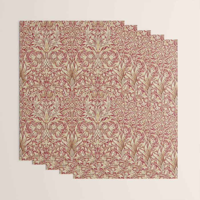 William Morris Vintage Snakeshead Red Madder Gold Pattern Wrapping Paper Gallery Image 3