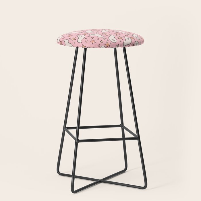 Pastel Ghost Print in Pink Stool Gallery Image 1