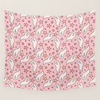 Pastel Ghost Print in Pink Wall Tapestry Gallery Image 4