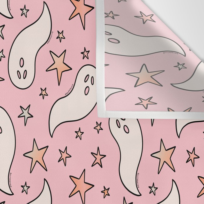Pastel Ghost Print in Pink Wall Tapestry Gallery Image 3