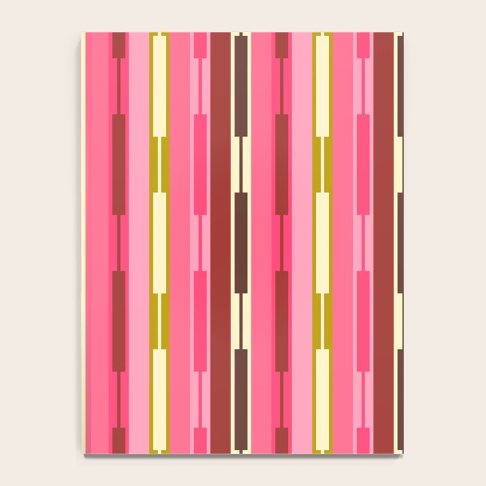 Eclectic Geo Chain Vertical Stripes Retro Contemporary Pattern in Pink Brown Moss Notebook Gallery Image 4
