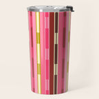 Eclectic Geo Chain Vertical Stripes Retro Contemporary Pattern in Pink Brown Moss Travel Mug Gallery Image 2
