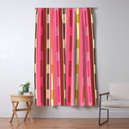 Eclectic Geo Chain Vertical Stripes Retro Contemporary Pattern in Pink Brown Moss Window Curtain Gallery Image 5