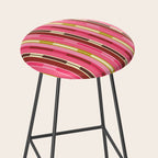 Eclectic Geo Chain Vertical Stripes Retro Contemporary Pattern in Pink Brown Moss Stool Gallery Image 2