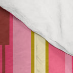Eclectic Geo Chain Vertical Stripes Retro Contemporary Pattern in Pink Brown Moss Comforter Gallery Image 4