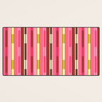 Eclectic Geo Chain Vertical Stripes Retro Contemporary Pattern in Pink Brown Moss Desk Mat Gallery Image 3