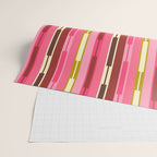 Eclectic Geo Chain Vertical Stripes Retro Contemporary Pattern in Pink Brown Moss Wrapping Paper Gallery Image 2