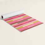 Eclectic Geo Chain Vertical Stripes Retro Contemporary Pattern in Pink Brown Moss Yoga Mat Gallery Image 2