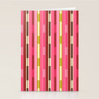 Eclectic Geo Chain Vertical Stripes Retro Contemporary Pattern in Pink Brown Moss Stationery Card Gallery Image 2