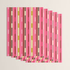 Eclectic Geo Chain Vertical Stripes Retro Contemporary Pattern in Pink Brown Moss Wrapping Paper Gallery Image 3