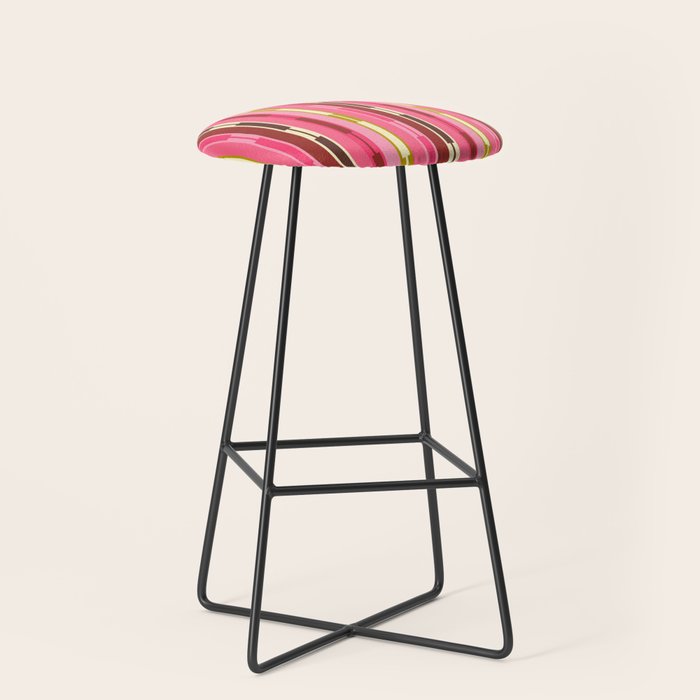 Eclectic Geo Chain Vertical Stripes Retro Contemporary Pattern in Pink Brown Moss Stool Gallery Image 1