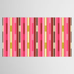 Eclectic Geo Chain Vertical Stripes Retro Contemporary Pattern in Pink Brown Moss Tablecloth Gallery Image 2