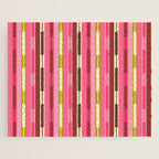 Eclectic Geo Chain Vertical Stripes Retro Contemporary Pattern in Pink Brown Moss Jigsaw Puzzle Gallery Image 1