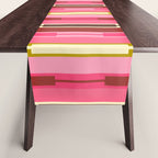 Eclectic Geo Chain Vertical Stripes Retro Contemporary Pattern in Pink Brown Moss Table Runner Gallery Image 1