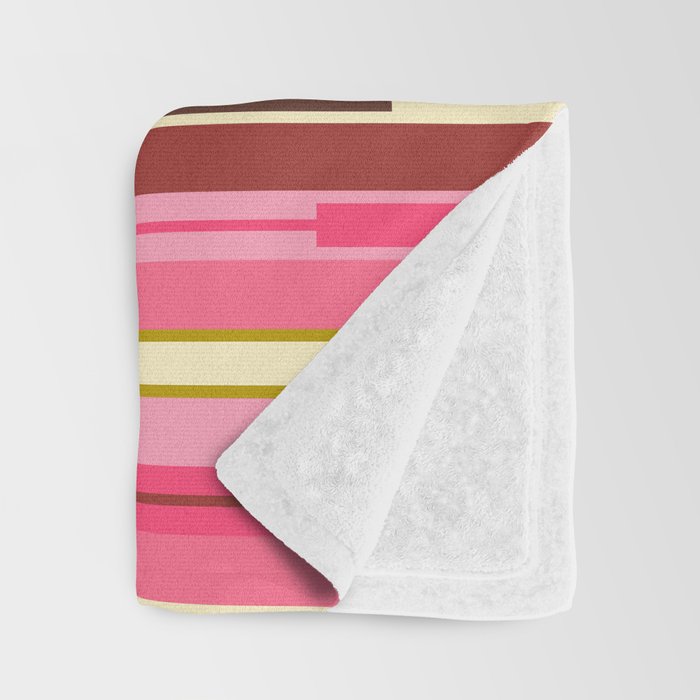 Eclectic Geo Chain Vertical Stripes Retro Contemporary Pattern in Pink Brown Moss Throw Blanket Gallery Image 3