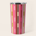 Eclectic Geo Chain Vertical Stripes Retro Contemporary Pattern in Pink Brown Moss Travel Mug Gallery Image 1