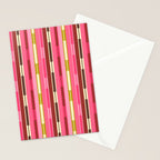 Eclectic Geo Chain Vertical Stripes Retro Contemporary Pattern in Pink Brown Moss Stationery Card Gallery Image 2
