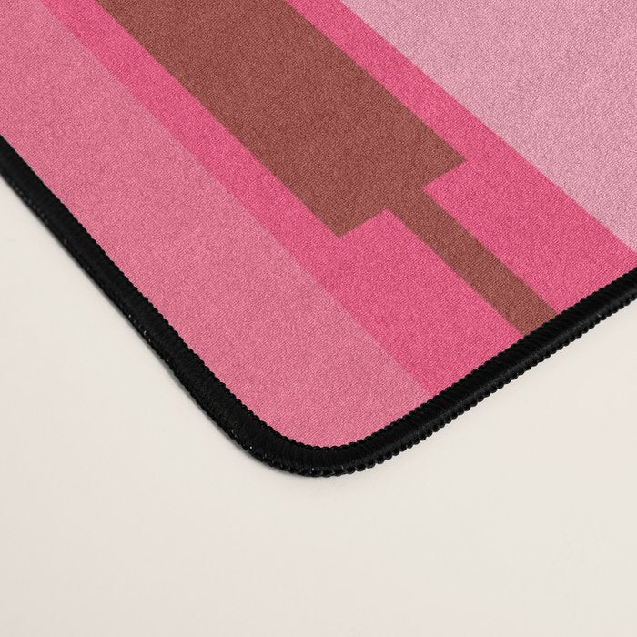 Eclectic Geo Chain Vertical Stripes Retro Contemporary Pattern in Pink Brown Moss Desk Mat Gallery Image 4