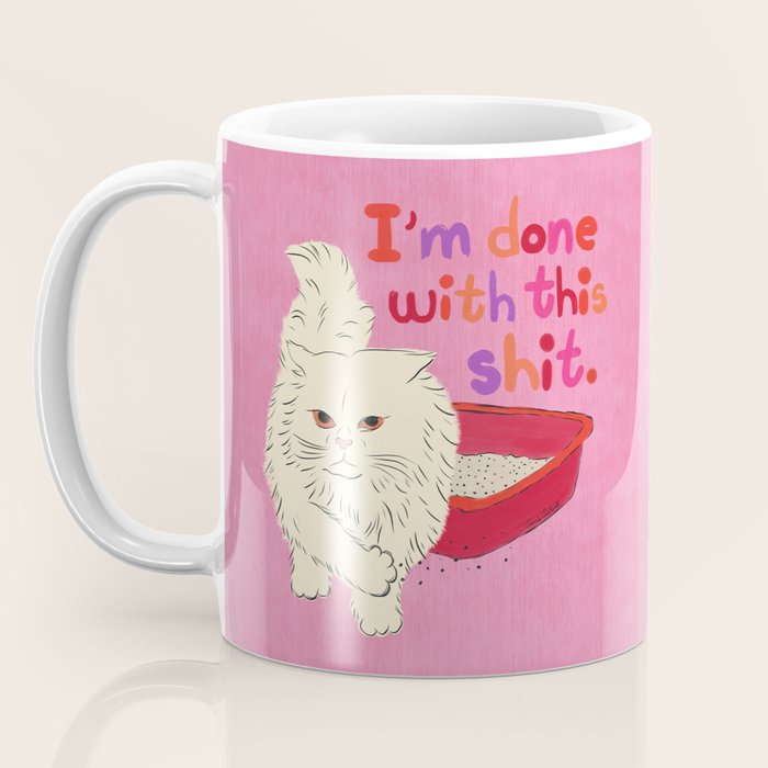 I'm Done With This Shit - Funny Cat Pun Coffee Mug Gallery Image 3