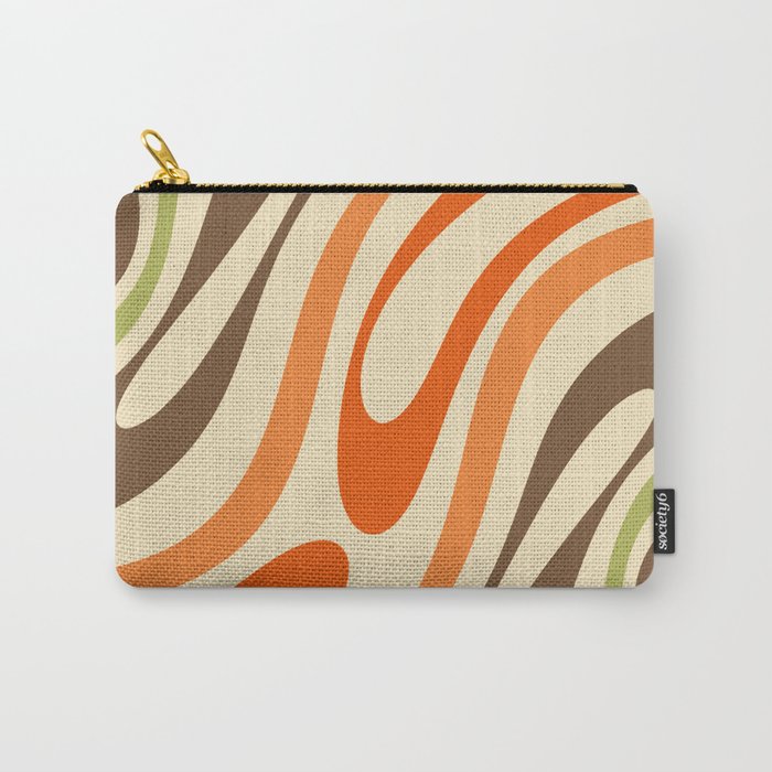 Wavy Loops Abstract Pattern in Retro Orange Brown Green Carry All Pouch Gallery Image 1