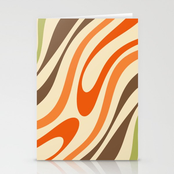 Wavy Loops Abstract Pattern in Retro Orange Brown Green Stationery Card Gallery Image 2
