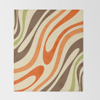 Wavy Loops Abstract Pattern in Retro Orange Brown Green Throw Blanket Gallery Image 2
