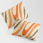 Wavy Loops Abstract Pattern in Retro Orange Brown Green Pillow Sham Gallery Image 3
