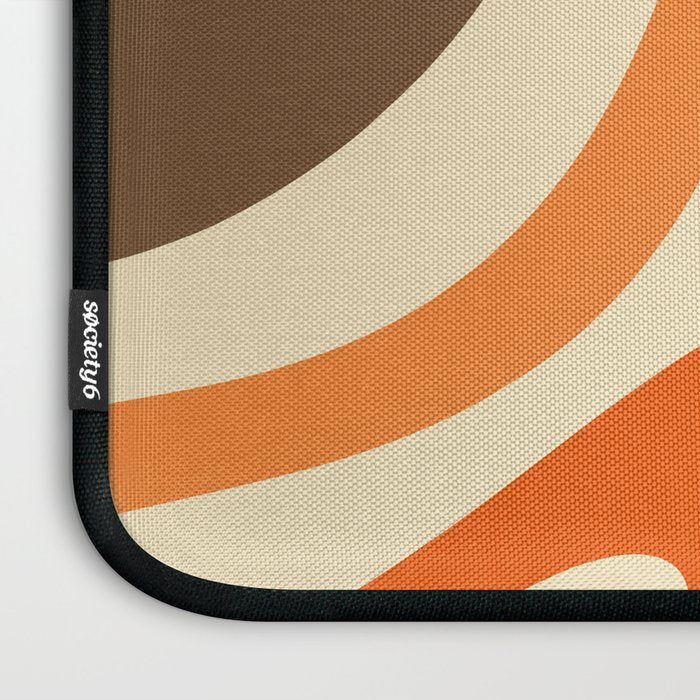 Wavy Loops Abstract Pattern in Retro Orange Brown Green Laptop Sleeve Gallery Image 3