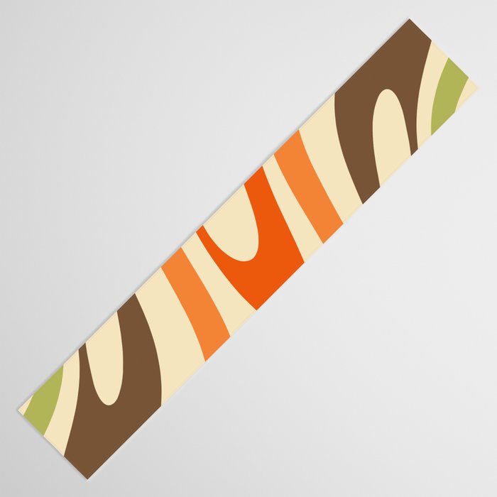Wavy Loops Abstract Pattern in Retro Orange Brown Green Table Runner Gallery Image 3