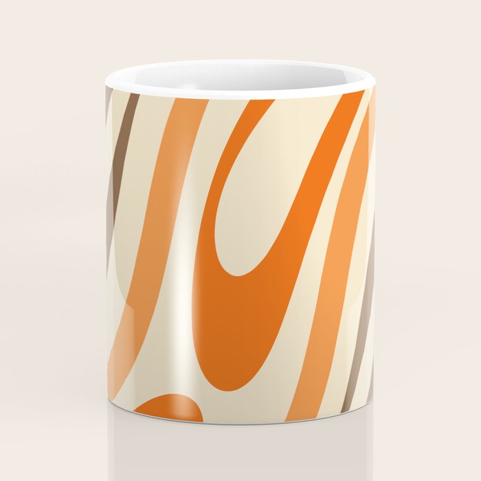 Wavy Loops Abstract Pattern in Retro Orange Brown Green Coffee Mug Gallery Image 4