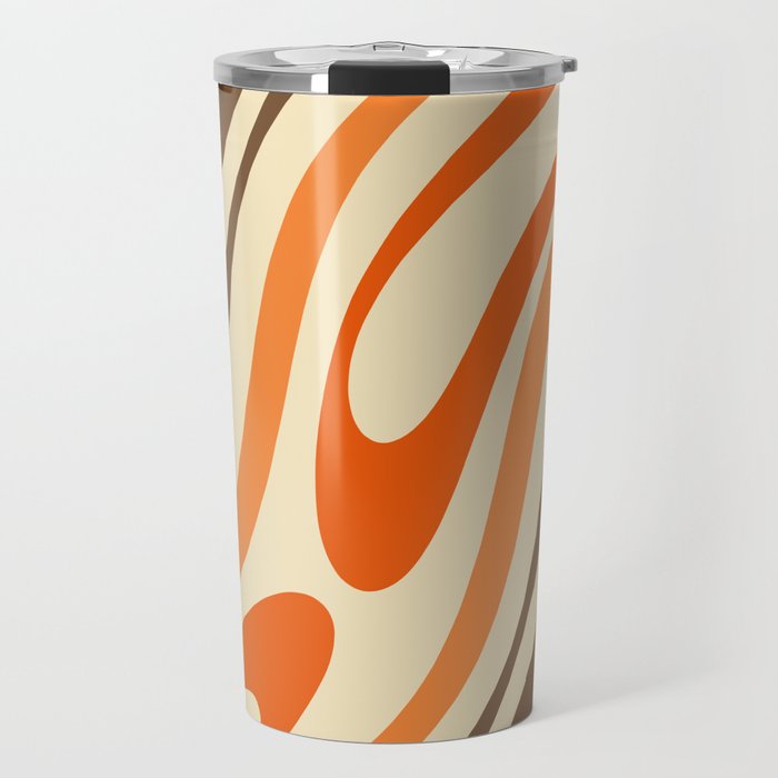 Wavy Loops Abstract Pattern in Retro Orange Brown Green Travel Mug Gallery Image 1