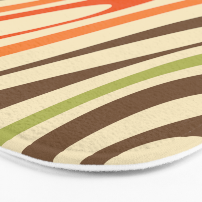 Wavy Loops Abstract Pattern in Retro Orange Brown Green Bath Mat Gallery Image 3