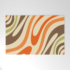 Wavy Loops Abstract Pattern in Retro Orange Brown Green Welcome Mat Gallery Image 1