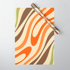 Wavy Loops Abstract Pattern in Retro Orange Brown Green Wrapping Paper Gallery Image 1