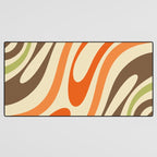 Wavy Loops Abstract Pattern in Retro Orange Brown Green Desk Mat Gallery Image 3