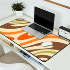 Wavy Loops Abstract Pattern in Retro Orange Brown Green Desk Mat Gallery Image 2