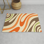 Wavy Loops Abstract Pattern in Retro Orange Brown Green Rug Gallery Image 1