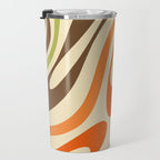 Wavy Loops Abstract Pattern in Retro Orange Brown Green Travel Mug Gallery Image 3