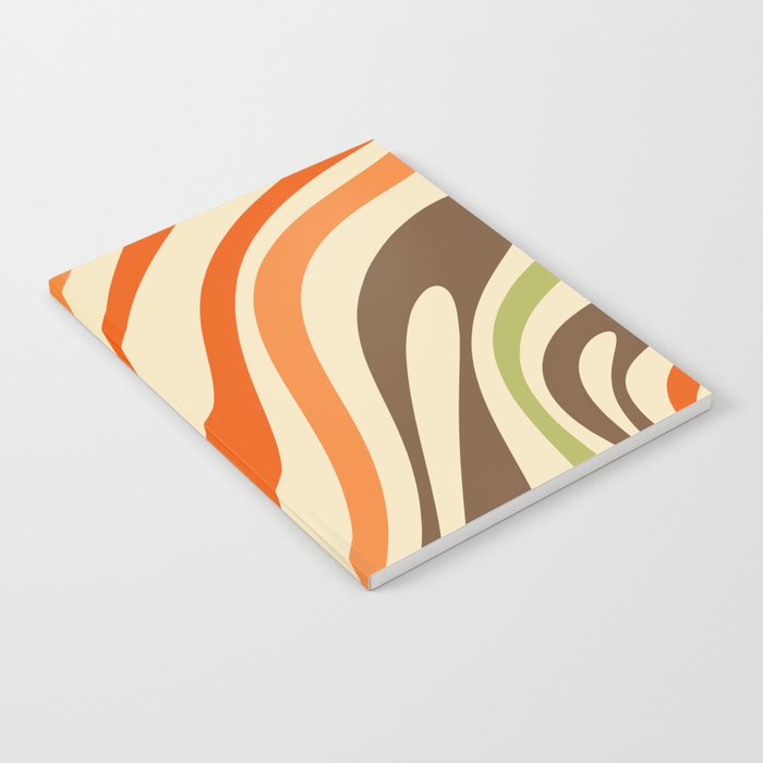 Wavy Loops Abstract Pattern in Retro Orange Brown Green Notebook Gallery Image 1