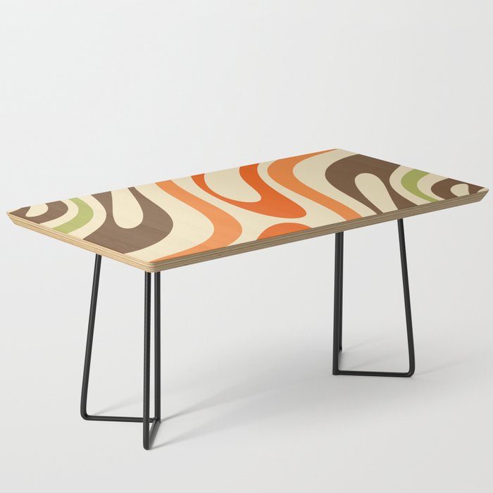 Wavy Loops Abstract Pattern in Retro Orange Brown Green Coffee Table Gallery Image 1