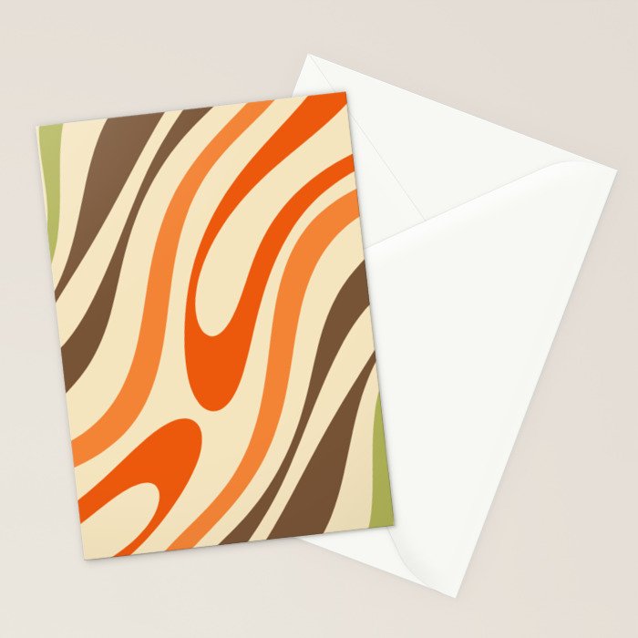 Wavy Loops Abstract Pattern in Retro Orange Brown Green Stationery Card Gallery Image 2